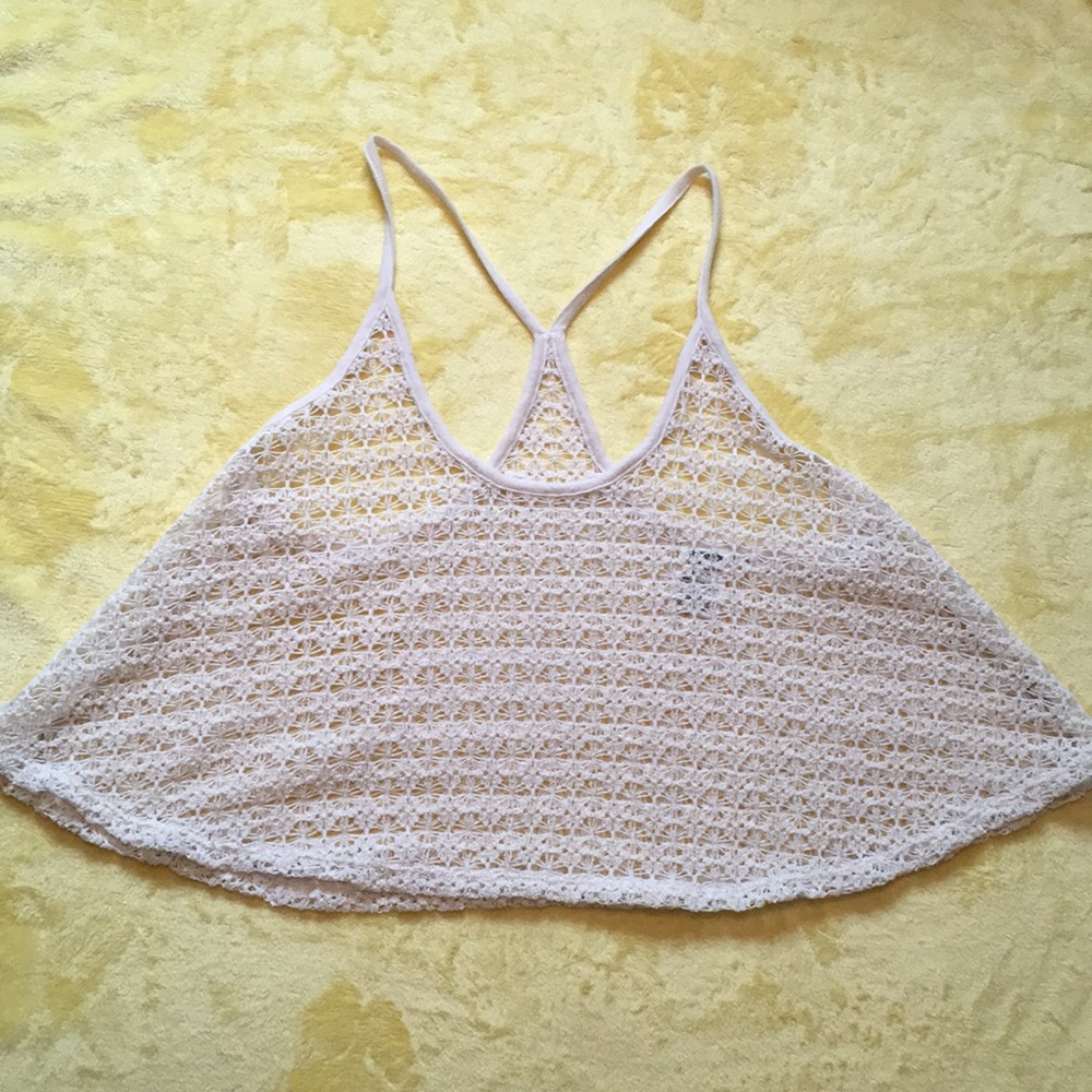 White knitted crop tank from Pink!